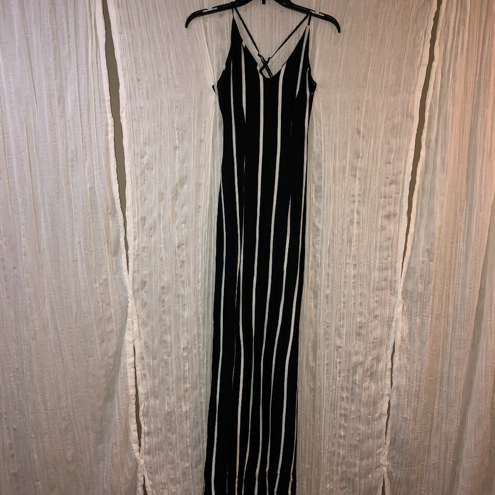 Black & White Striped Long Dress